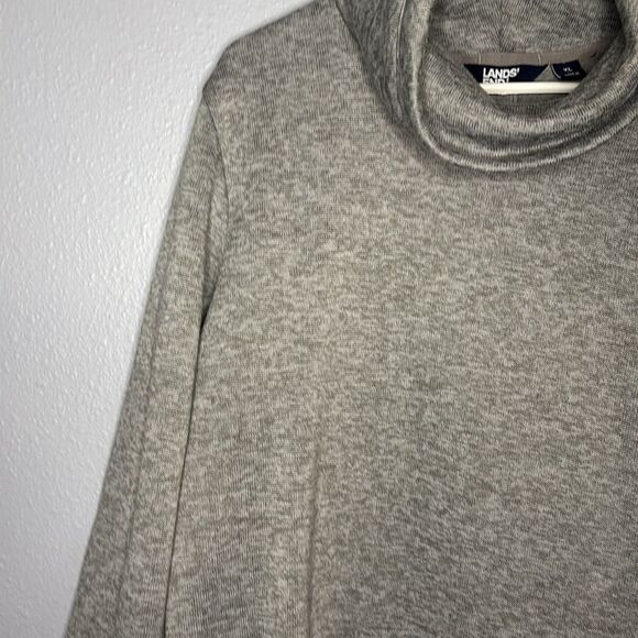 Lands End Heather Gray Cowl Neck Long Soft Cross Over Detail Sweater Size XL 18 - Picture 7 of 9